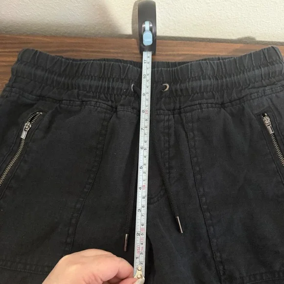 Athleta Black Cabo Linen Jogger Cargo Drawstring Pants Womens 6 Petite - Picture 4 of 5